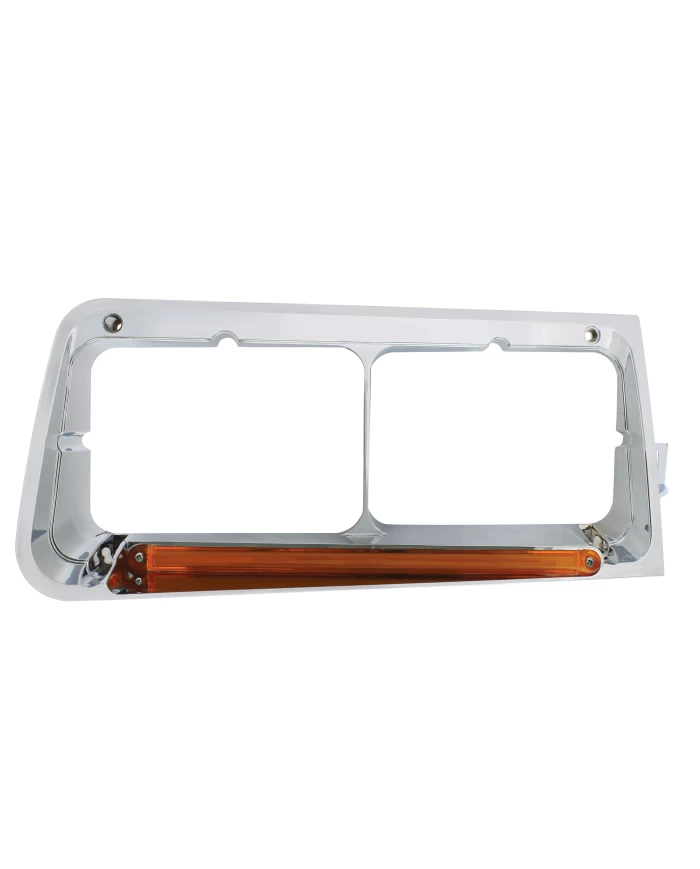 (BOX) 24 LED FREIGHTLINER FLD HEADLIGHT BEZEL - GLO LIGHT - PASSENGER - AMBER LED / AMBER LENS