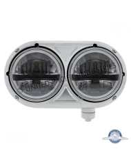 (CBOX) STAINLESS DUAL BLACK HEADLIGHT WITH 8 HIGH POWER LED BULB FOR PETERBILT 359 - PASSENGER