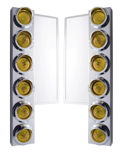 (2/BULK) S.S. FL 12 LED CUTOUT AIR CLEANER BRACKET W/ 9 AMBER LED 2" BEEHIVE MARKER LT W/ VISOR - AMBER LENS (2/BULK) S.S. FL 12 LED CUTOUT AIR CLEANER BRACKET W/ 9 AMBER LED 2" BEEHIVE MARKER LT W/ VISOR - AMBER LENS