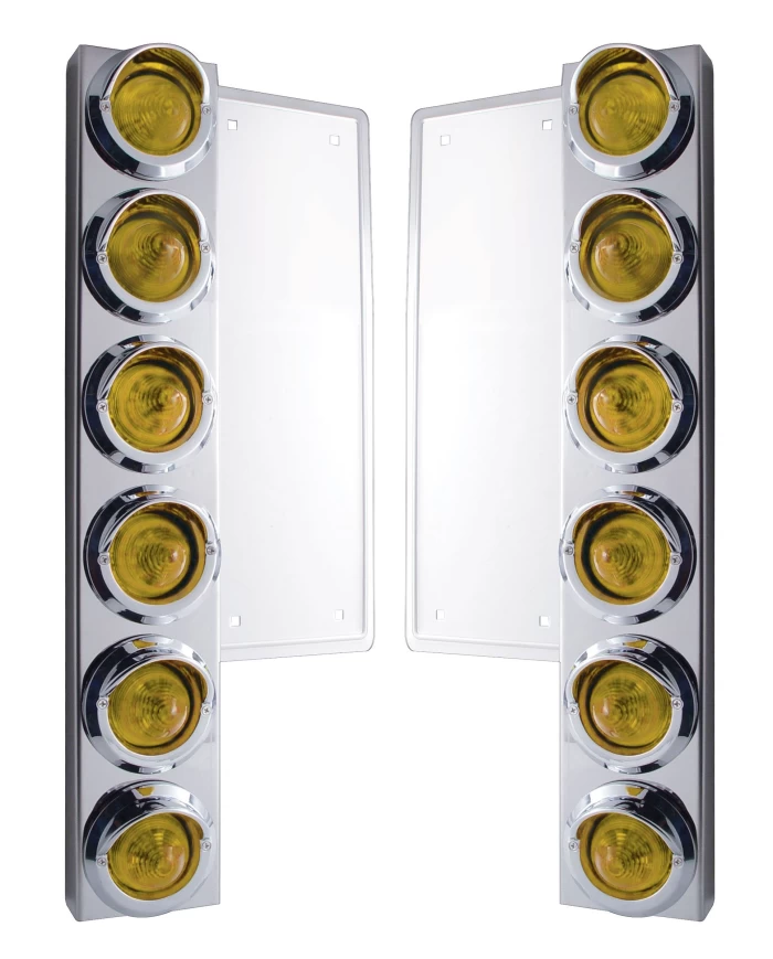 (2/BULK) S.S. FL 12 LED CUTOUT AIR CLEANER BRACKET W/ 9 AMBER LED 2" BEEHIVE MARKER LT W/ VISOR - AMBER LENS (2/BULK) S.S. FL 12 LED CUTOUT AIR CLEANER BRACKET W/ 9 AMBER LED 2" BEEHIVE MARKER LT W/ VISOR - AMBER LENS