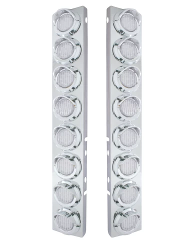 (2/BULK) STAINLESS STEEL PB 16 LED CUTOUT A/C BRACKET W/2" 9 AMBER LED FLAT LIGHT & CR. PL. VISOR - CLEAR LENS (2/BULK) STAINLESS STEEL PB 16 LED CUTOUT A/C BRACKET W/2" 9 AMBER LED FLAT LIGHT & CR. PL. VISOR - CLEAR LENS