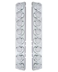 (2/BULK) STAINLESS STEEL PB 16 LED CUTOUT A/C BRACKET W/2" 9 AMBER LED FLAT LIGHT & CR. PL. VISOR - CLEAR LENS