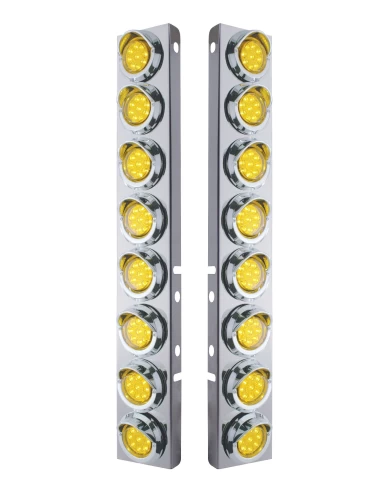 (2/BULK) S.S. PB 16 LED CUTOUT A/C BRACKET W/2" 9 AMBER LED FLAT REFLECTOR LIGHT & CR. PL. VISOR - AMBER LENS (2/BULK) S.S. PB 16 LED CUTOUT A/C BRACKET W/2" 9 AMBER LED FLAT REFLECTOR LIGHT & CR. PL. VISOR - AMBER LENS