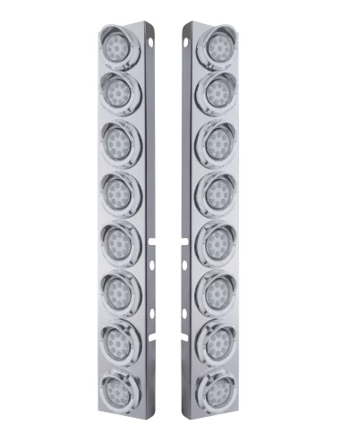 (2/BULK) S.S. PB 16 LED CUTOUT A/C BRACKET W/2" 9 AMBER LED FLAT REFLECTOR LIGHT & CR. PL. VISOR - CLEAR LENS (2/BULK) S.S. PB 16 LED CUTOUT A/C BRACKET W/2" 9 AMBER LED FLAT REFLECTOR LIGHT & CR. PL. VISOR - CLEAR LENS