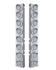 (2/BULK) S.S. PB 16 LED CUTOUT A/C BRACKET W/2" 9 AMBER LED FLAT REFLECTOR LIGHT & CR. PL. VISOR - CLEAR LENS (2/BULK) S.S. PB 16 LED CUTOUT A/C BRACKET W/2" 9 AMBER LED FLAT REFLECTOR LIGHT & CR. PL. VISOR - CLEAR LENS