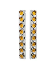 (2/BULK) S.S. PB 16 LED CUTOUT A/C BRACKET W/2" 9 AMBER LED LOW PROFILE LIGHT & CR. PL. VISOR - AMBER LENS (2/BULK) S.S. PB 16 LED CUTOUT A/C BRACKET W/2" 9 AMBER LED LOW PROFILE LIGHT & CR. PL. VISOR - AMBER LENS