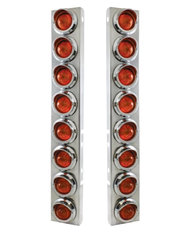 (2/BULK) S.S. PB 16 LED CUTOUT A/C BRACKET W/2" 9 AMBER LED BEEHIVE LIGHT & CR. PL. VISOR - AMBER LENS (2/BULK) S.S. PB 16 LED CUTOUT A/C BRACKET W/2" 9 AMBER LED BEEHIVE LIGHT & CR. PL. VISOR - AMBER LENS