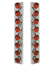 (2/BULK) S.S. PB 16 LED CUTOUT A/C BRACKET W/2" 9 AMBER LED BEEHIVE LIGHT & CR. PL. VISOR - AMBER LENS (2/BULK) S.S. PB 16 LED CUTOUT A/C BRACKET W/2" 9 AMBER LED BEEHIVE LIGHT & CR. PL. VISOR - AMBER LENS