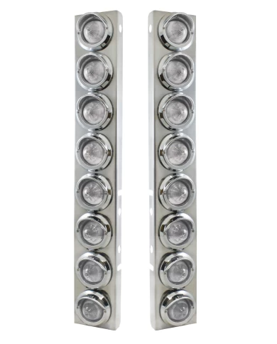 (2/BULK) S.S. PB 16 LED CUTOUT A/C BRACKET W/2" 9 AMBER LED BEEHIVE LIGHT & CR. PL. VISOR - CLEAR LENS (2/BULK) S.S. PB 16 LED CUTOUT A/C BRACKET W/2" 9 AMBER LED BEEHIVE LIGHT & CR. PL. VISOR - CLEAR LENS