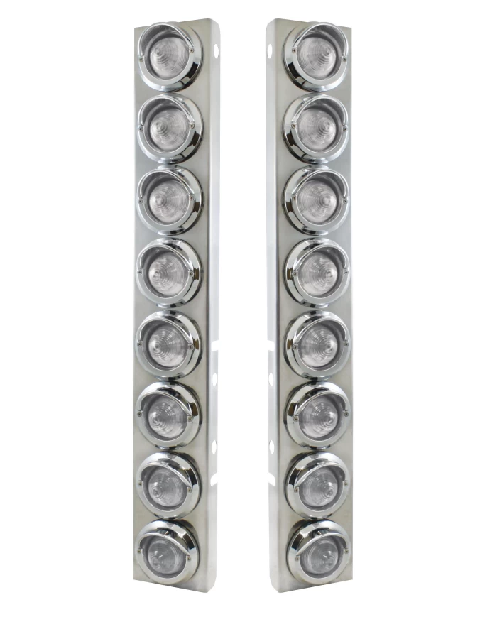(2/BULK) S.S. PB 16 LED CUTOUT A/C BRACKET W/2" 9 AMBER LED BEEHIVE LIGHT & CR. PL. VISOR - CLEAR LENS (2/BULK) S.S. PB 16 LED CUTOUT A/C BRACKET W/2" 9 AMBER LED BEEHIVE LIGHT & CR. PL. VISOR - CLEAR LENS