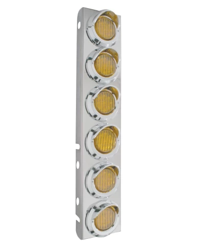 (2/BULK) STAINLESS STEEL PB 12 LED CUTOUT A/C BRACKET W/2" 9 AMBER LED FLAT LIGHT & CR. PL. VISOR - AMBER LENS (2/BULK) STAINLESS STEEL PB 12 LED CUTOUT A/C BRACKET W/2" 9 AMBER LED FLAT LIGHT & CR. PL. VISOR - AMBER LENS