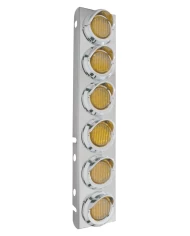 (2/BULK) STAINLESS STEEL PB 12 LED CUTOUT A/C BRACKET W/2" 9 AMBER LED FLAT LIGHT & CR. PL. VISOR - AMBER LENS (2/BULK) STAINLESS STEEL PB 12 LED CUTOUT A/C BRACKET W/2" 9 AMBER LED FLAT LIGHT & CR. PL. VISOR - AMBER LENS