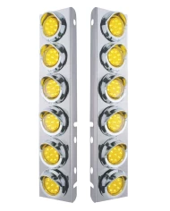 (2/BULK) S.S. PB 12 LED CUTOUT A/C BRACKET W/2" 9 AMBER LED FLAT REFLECTOR LIGHT & CR. PL. VISOR - AMBER LENS (2/BULK) S.S. PB 12 LED CUTOUT A/C BRACKET W/2" 9 AMBER LED FLAT REFLECTOR LIGHT & CR. PL. VISOR - AMBER LENS