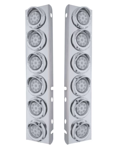 (2/BULK) S.S. PB 12 LED CUTOUT A/C BRACKET W/2" 9 AMBER LED LOW PROFILE LIGHT & CR. PL. VISOR - CLEAR LENS (2/BULK) S.S. PB 12 LED CUTOUT A/C BRACKET W/2" 9 AMBER LED LOW PROFILE LIGHT & CR. PL. VISOR - CLEAR LENS