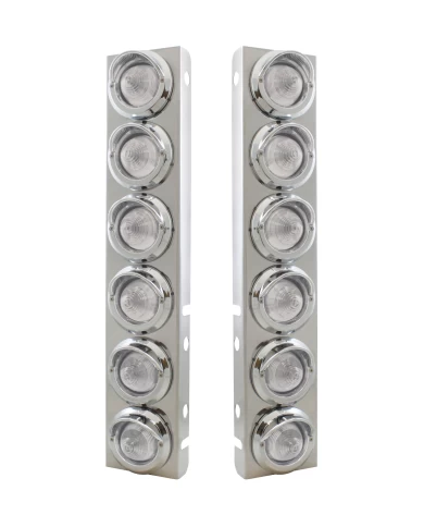 (2/BULK) S.S. PB 12 LED CUTOUT A/C BRACKET W/2" 9 AMBER LED BEEHIVE LIGHT & CR. PL. VISOR - CLEAR LENS (2/BULK) S.S. PB 12 LED CUTOUT A/C BRACKET W/2" 9 AMBER LED BEEHIVE LIGHT & CR. PL. VISOR - CLEAR LENS