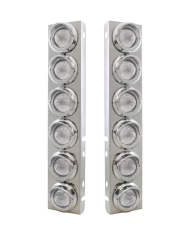 (2/BULK) S.S. PB 12 LED CUTOUT A/C BRACKET W/2" 9 AMBER LED BEEHIVE LIGHT & CR. PL. VISOR - CLEAR LENS (2/BULK) S.S. PB 12 LED CUTOUT A/C BRACKET W/2" 9 AMBER LED BEEHIVE LIGHT & CR. PL. VISOR - CLEAR LENS
