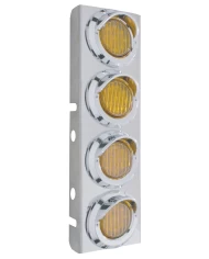 (2/BULK) STAINLESS STEEL PB 12 LED CUTOUT A/C BRACKET W/2" 9 AMBER LED FLAT LIGHT & CR. PL. VISOR - AMBER LENS (2/BULK) STAINLESS STEEL PB 12 LED CUTOUT A/C BRACKET W/2" 9 AMBER LED FLAT LIGHT & CR. PL. VISOR - AMBER LENS