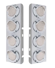 (2/BULK) STAINLESS STEEL PB 8 LED CUTOUT A/C BRACKET W/2" 9 AMBER LED FLAT LIGHT & CR. PL. VISOR - CLEAR LENS (2/BULK) STAINLESS STEEL PB 8 LED CUTOUT A/C BRACKET W/2" 9 AMBER LED FLAT LIGHT & CR. PL. VISOR - CLEAR LENS