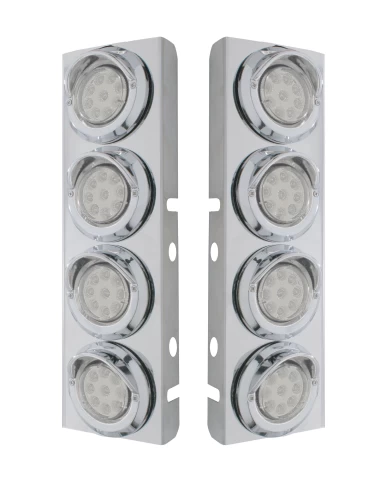 (2/BULK) S.S. PB 8 LED CUTOUT A/C BRACKET W/2" 9 AMBER LED LOW PROFILE LIGHT & CR. PL. VISOR - CLEAR LENS (2/BULK) S.S. PB 8 LED CUTOUT A/C BRACKET W/2" 9 AMBER LED LOW PROFILE LIGHT & CR. PL. VISOR - CLEAR LENS