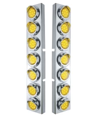 (2/BULK) S.S. KENWORTH 14 LED CUTOUT AIR CLEANER BRACKET W/ 9 AMBER LED 2" FLAT LIGHT W/ VISOR - AMBER LENS (2/BULK) S.S. KENWORTH 14 LED CUTOUT AIR CLEANER BRACKET W/ 9 AMBER LED 2" FLAT LIGHT W/ VISOR - AMBER LENS