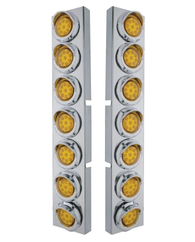 (2/BULK) S.S. KW 14 LED CUTOUT AIR CLEANER BRACKET W/ 9 AMBER LED 2" REFLECTOR LIGHT W/ VISOR - AMBER LENS (2/BULK) S.S. KW 14 LED CUTOUT AIR CLEANER BRACKET W/ 9 AMBER LED 2" REFLECTOR LIGHT W/ VISOR - AMBER LENS