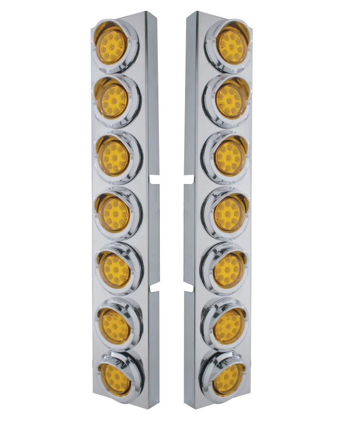 (2/BULK) S.S. KW 14 LED CUTOUT AIR CLEANER BRACKET W/ 9 AMBER LED 2" REFLECTOR LIGHT W/ VISOR - AMBER LENS (2/BULK) S.S. KW 14 LED CUTOUT AIR CLEANER BRACKET W/ 9 AMBER LED 2" REFLECTOR LIGHT W/ VISOR - AMBER LENS