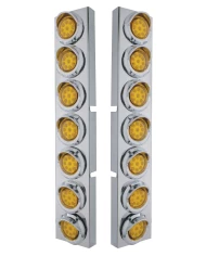 (2/BULK) S.S. KW 14 LED CUTOUT AIR CLEANER BRACKET W/ 9 AMBER LED 2" REFLECTOR LIGHT W/ VISOR - AMBER LENS (2/BULK) S.S. KW 14 LED CUTOUT AIR CLEANER BRACKET W/ 9 AMBER LED 2" REFLECTOR LIGHT W/ VISOR - AMBER LENS