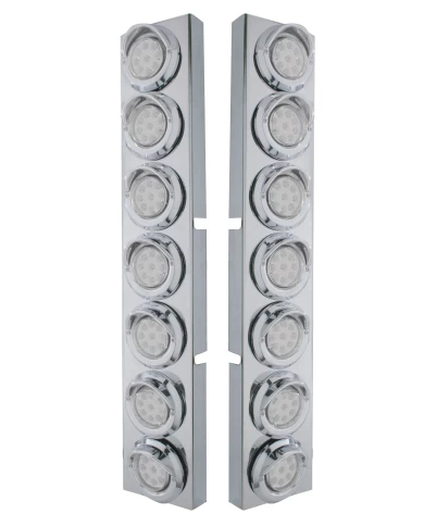 (2/BULK) S.S. KW 14 LED CUTOUT AIR CLEANER BRACKET W/ 9 AMBER LED 2" REFLECTOR LIGHT W/ VISOR - CLEAR LENS (2/BULK) S.S. KW 14 LED CUTOUT AIR CLEANER BRACKET W/ 9 AMBER LED 2" REFLECTOR LIGHT W/ VISOR - CLEAR LENS