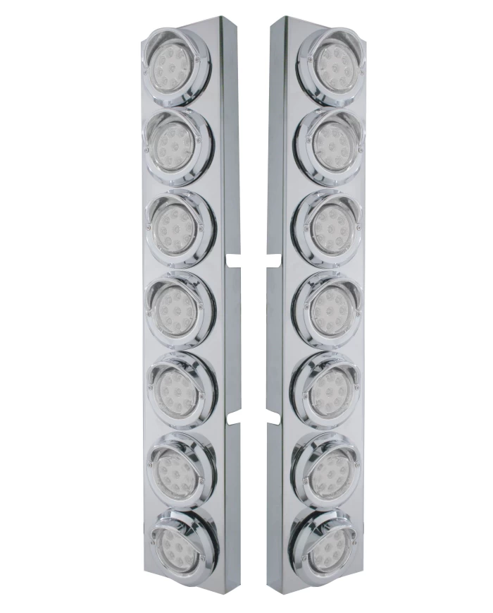 (2/BULK) S.S. KW 14 LED CUTOUT AIR CLEANER BRACKET W/ 9 AMBER LED 2" REFLECTOR LIGHT W/ VISOR - CLEAR LENS (2/BULK) S.S. KW 14 LED CUTOUT AIR CLEANER BRACKET W/ 9 AMBER LED 2" REFLECTOR LIGHT W/ VISOR - CLEAR LENS