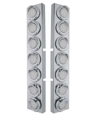 (2/BULK) S.S. KW 14 LED CUTOUT AIR CLEANER BRACKET W/ 9 AMBER LED 2" REFLECTOR LIGHT W/ VISOR - CLEAR LENS (2/BULK) S.S. KW 14 LED CUTOUT AIR CLEANER BRACKET W/ 9 AMBER LED 2" REFLECTOR LIGHT W/ VISOR - CLEAR LENS
