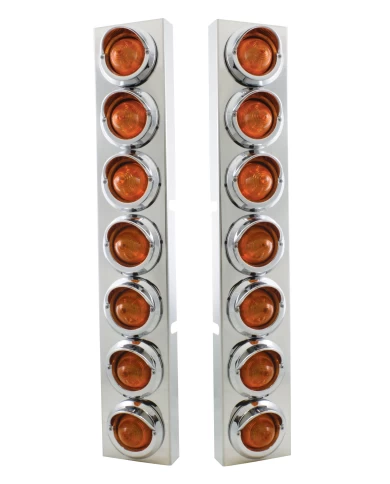 (2/BULK) S.S. KW 14 LED CUTOUT AIR CLEANER BRACKET W/ 9 AMBER LED 2" BEEHIVE LIGHT W/ VISOR - AMBER LENS (2/BULK) S.S. KW 14 LED CUTOUT AIR CLEANER BRACKET W/ 9 AMBER LED 2" BEEHIVE LIGHT W/ VISOR - AMBER LENS