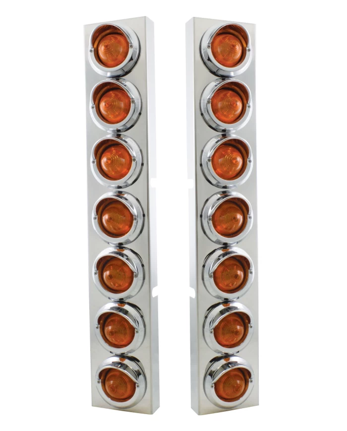 (2/BULK) S.S. KW 14 LED CUTOUT AIR CLEANER BRACKET W/ 9 AMBER LED 2" BEEHIVE LIGHT W/ VISOR - AMBER LENS (2/BULK) S.S. KW 14 LED CUTOUT AIR CLEANER BRACKET W/ 9 AMBER LED 2" BEEHIVE LIGHT W/ VISOR - AMBER LENS