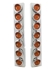 (2/BULK) S.S. KW 14 LED CUTOUT AIR CLEANER BRACKET W/ 9 AMBER LED 2" BEEHIVE LIGHT W/ VISOR - AMBER LENS (2/BULK) S.S. KW 14 LED CUTOUT AIR CLEANER BRACKET W/ 9 AMBER LED 2" BEEHIVE LIGHT W/ VISOR - AMBER LENS