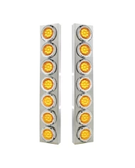 (2/BULK) S.S. KENWORTH 14 LED CUTOUT AIR CLEANER BRACKET W/ 9 AMBER LED 2" FLAT LIGHT W/ BEZEL - AMBER LENS (2/BULK) S.S. KENWORTH 14 LED CUTOUT AIR CLEANER BRACKET W/ 9 AMBER LED 2" FLAT LIGHT W/ BEZEL - AMBER LENS