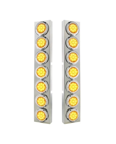 (2/BULK) S.S. KW 14 LED CUTOUT AIR CLEANER BRACKET W/ 9 AMBER LED 2" REFLECTOR LIGHT W/ BEZEL - AMBER LENS (2/BULK) S.S. KW 14 LED CUTOUT AIR CLEANER BRACKET W/ 9 AMBER LED 2" REFLECTOR LIGHT W/ BEZEL - AMBER LENS