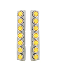 (2/BULK) S.S. KW 14 LED CUTOUT AIR CLEANER BRACKET W/ 9 AMBER LED 2" REFLECTOR LIGHT W/ BEZEL - AMBER LENS (2/BULK) S.S. KW 14 LED CUTOUT AIR CLEANER BRACKET W/ 9 AMBER LED 2" REFLECTOR LIGHT W/ BEZEL - AMBER LENS