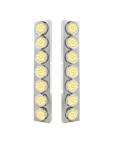 (2/BULK) S.S. KW 14 LED CUTOUT AIR CLEANER BRACKET W/ 9 AMBER LED 2" REFLECTOR LIGHT W/ BEZEL - CLEAR LENS (2/BULK) S.S. KW 14 LED CUTOUT AIR CLEANER BRACKET W/ 9 AMBER LED 2" REFLECTOR LIGHT W/ BEZEL - CLEAR LENS