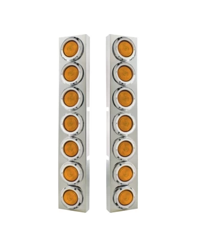 (2/BULK) S.S. KW 14 LED CUTOUT AIR CLEANER BRACKET W/ 9 AMBER LED 2" LOW PROFILE LIGHT W/ BEZEL - AMBER LENS (2/BULK) S.S. KW 14 LED CUTOUT AIR CLEANER BRACKET W/ 9 AMBER LED 2" LOW PROFILE LIGHT W/ BEZEL - AMBER LENS