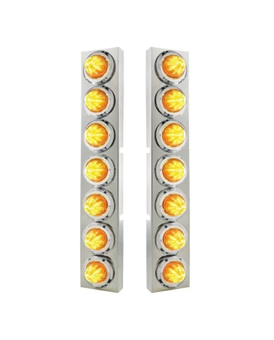 (2/BULK) S.S. KW 14 LED CUTOUT AIR CLEANER BRACKET W/ 9 AMBER LED 2" BEEHIVE LIGHT W/ BEZEL - AMBER LENS (2/BULK) S.S. KW 14 LED CUTOUT AIR CLEANER BRACKET W/ 9 AMBER LED 2" BEEHIVE LIGHT W/ BEZEL - AMBER LENS