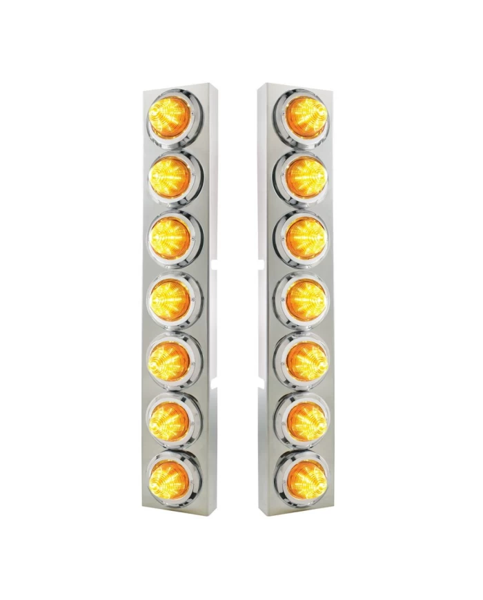 (2/BULK) S.S. KW 14 LED CUTOUT AIR CLEANER BRACKET W/ 9 AMBER LED 2" BEEHIVE LIGHT W/ BEZEL - AMBER LENS (2/BULK) S.S. KW 14 LED CUTOUT AIR CLEANER BRACKET W/ 9 AMBER LED 2" BEEHIVE LIGHT W/ BEZEL - AMBER LENS