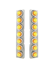 (2/BULK) S.S. KW 14 LED CUTOUT AIR CLEANER BRACKET W/ 9 AMBER LED 2" BEEHIVE LIGHT W/ BEZEL - AMBER LENS (2/BULK) S.S. KW 14 LED CUTOUT AIR CLEANER BRACKET W/ 9 AMBER LED 2" BEEHIVE LIGHT W/ BEZEL - AMBER LENS
