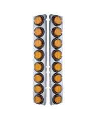 (2/BULK) S.S. PB 16 LED CUTOUT A/C BRACKET W/2" 9 AMBER LED FLAT LIGHT & RUBBER GROMMET - AMBER LENS