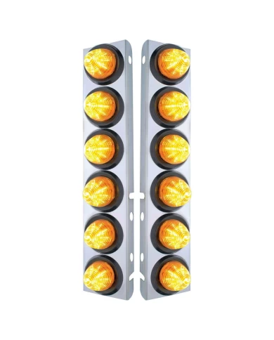 (2/BULK) S.S. PB 12 LED CUTOUT A/C BRACKET W/2" 9 AMBER LED BEEHIVE LIGHT & RUBBER GROMMET - AMBER LENS (2/BULK) S.S. PB 12 LED CUTOUT A/C BRACKET W/2" 9 AMBER LED BEEHIVE LIGHT & RUBBER GROMMET - AMBER LENS