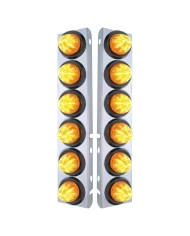 (2/BULK) S.S. PB 12 LED CUTOUT A/C BRACKET W/2" 9 AMBER LED BEEHIVE LIGHT & RUBBER GROMMET - AMBER LENS