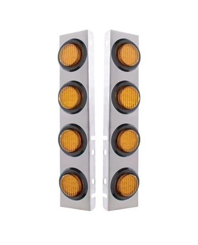 (2/BULK) S.S. PB 8 LED CUTOUT A/C BRACKET W/2" 9 AMBER LED FLAT LIGHT & RUBBER GROMMET - AMBER LENS (2/BULK) S.S. PB 8 LED CUTOUT A/C BRACKET W/2" 9 AMBER LED FLAT LIGHT & RUBBER GROMMET - AMBER LENS