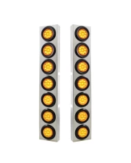 (2/BULK) S.S. KW 14 LED CUTOUT AIR CLEANER BRACKET W/ 9 AMBER LED 2" FLAT LIGHT W/ GROMMET - AMBER LENS (2/BULK) S.S. KW 14 LED CUTOUT AIR CLEANER BRACKET W/ 9 AMBER LED 2" FLAT LIGHT W/ GROMMET - AMBER LENS
