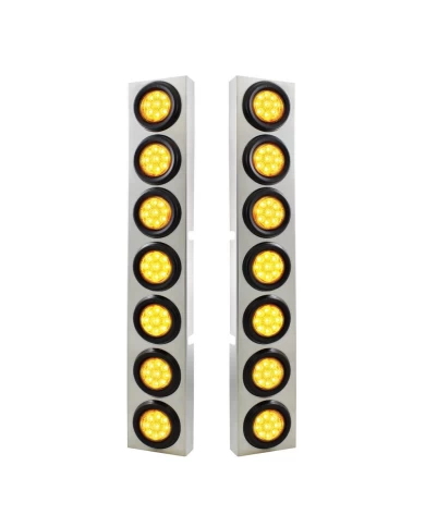 (2/BULK) S.S. KW 14 LED CUTOUT AIR CLEANER BRACKET W/ 9 AMBER LED 2" REFLECTOR LT W/ GROMMET - AMBER LENS (2/BULK) S.S. KW 14 LED CUTOUT AIR CLEANER BRACKET W/ 9 AMBER LED 2" REFLECTOR LT W/ GROMMET - AMBER LENS
