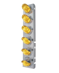 (2/BULK) S.S. PB 12 LED CUTOUT A/C BRACKET W/ 11 AMBER LED MEDIUM WATERMELON W/ S.S. VISOR - AMBER LENS