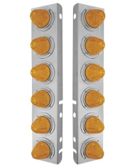 (2/BULK) S.S. PB 12 LED CUTOUT A/C BRACKET W/ 11 AMBER LED MEDIUM WATERMELON W/ S.S. BEZEL - AMBER LENS (2/BULK) S.S. PB 12 LED CUTOUT A/C BRACKET W/ 11 AMBER LED MEDIUM WATERMELON W/ S.S. BEZEL - AMBER LENS