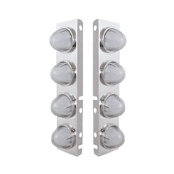 UP34435-SS Front Air Cleaner Bracket With 8X 9 Amber LED Watermelon GloLight & Bezels For Peterbilt-Clear Lens